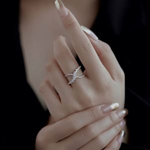Dylam Trending Minimalist Design Rhodium 18K Gold Plated Diamond 5A Zirconia <b>Cross</b> Infinity Eternity Wedding Band <b>Rings</b> - Product Image 3