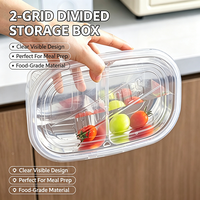Boîte de rangement alimentaire à 2 compartiments, en plastique transparent de qualité alimentaire, avec couvercle, pour fruits et légumes, vente en gros