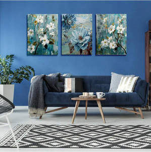Póster de flores OEM/ODM, lienzo, pintura Floral azul para el hogar, decoración artística de baño, arte de pared personalizado, pinturas de póster personalizadas - Product Image 2