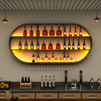 Meubles de bar industriels, étagères murales pour l'affichage du vin, étagères de rangement pour bouteilles de vin en fer, étagères murales pour le vin