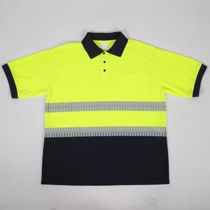 T-shirt de polo de vêtements de sécurité réfléchissants à manches courtes avec col montant et film de patch chaud en argent brillant - Product Image 1