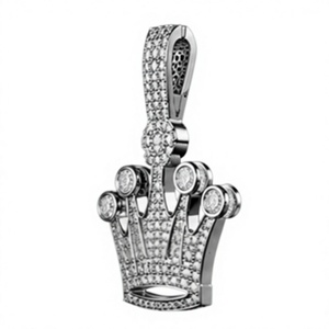 925 Sterling <b>Silver</b> Moissanite Crown Charm <b>Pendant</b> Iced Out Round Brilliant Hiphop Party <b>for</b> <b>Men</b> Women Gift - Product Image 3