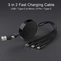 Cable de Carga Rápida Retráctil 6 en 1 de 100W de Marca, Cable de Datos USB de Carga Rápida, Cable de Carga USB Tipo C con Logotipo Personalizado