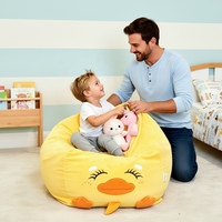 Housse de pouf lavable, grande, design canard de dessin animé, pour rangement créatif de jouets et animaux en peluche, idéale pour canapés paresseux