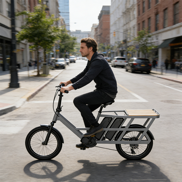 Long-range Dual-battery Aluminum Frame Adult Cargo Electric Bike Mid-drive Motor High Load Capacity Lithium Battery Rear Carrier