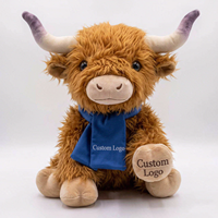 Peluche personnalisée de vache des Highlands écossaise réaliste de 35 cm avec tenues sur mesure, cadeaux d'anniversaire, anti-stress, fourrure douce