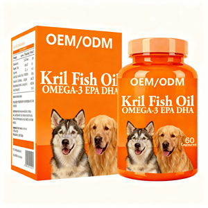 Cápsulas de Aceite de Krill, Astaxantina Natural, Omega-3, EPA, DHA, Absorción Rápida, Sin Granos, para Perros y Gatos, Apoyo Inmunológico, Salud Articular - Product Image 1