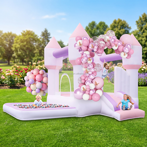 Castillo inflable comercial con tobogán y piscina <span class=keywords><strong>de</strong></span> pelotas para fiestas <span class=keywords><strong>de</strong></span> cumpleaños en el patio trasero, bodas, juegos en interiores y exteriores. - Product Image 1