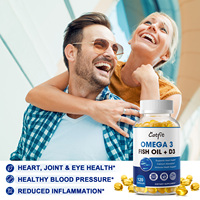 Gélules d'huile de poisson Oméga 3 à marque privée 1200mg EPA DHA Vitamine D3 1000 UI Acides gras Oméga-3 Complément alimentaire à base de plantes