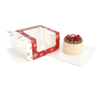 Présent De Noël Fenêtre Conception De Boîte De Gâteau Pour Noël Boulangerie Cookie Gâteau Brownie Boîte D'emballage Avec Fenêtre