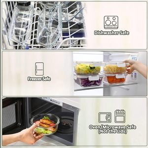 Ensemble de contenants alimentaires en verre pour micro-ondes, boîte à lunch bento avec couvercle en PP pour la rentrée scolaire - Product Image 4