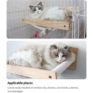 Fábrica barato cómodo sueño profundo gato cama colgante cálido invierno de madera maciza de felpa pared instalar gato hamaca para gatos pequeños y grandes - Product Image 5