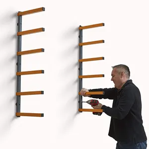 Jh-Mech Workshop Gebruik Hout Organizer En Hout Opslag Metalen Rek Met 6-Niveau Wall Mount