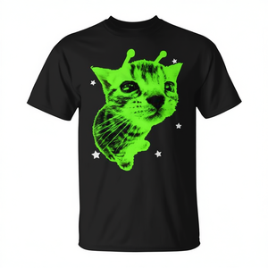 Camiseta con diseño de gato alienígena, estilo retro, divertido, vintage, Space Kitty - Product Image 2