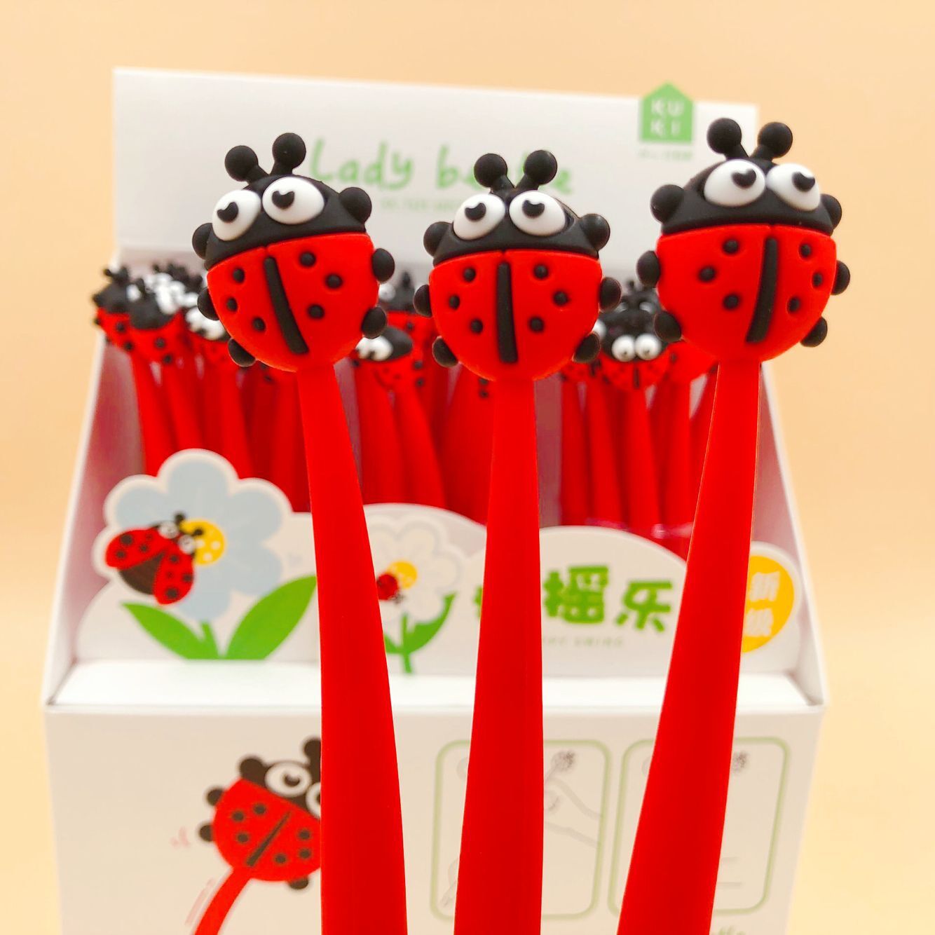 Очень Дешевые Экологичные силиконовые Канцтовары, оптовые цены, школьные и офисные, самые модные гелевые ручки с рисунком божьей коровки