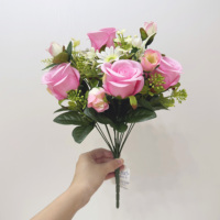 Fleurs artificielles en soie rose mélangées, bouquet de roses artificielles pour centre de table, mariage, fête, décoration de la maison
