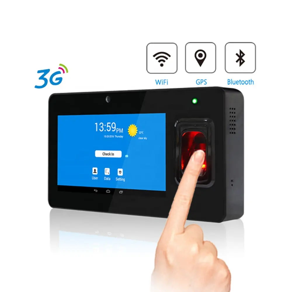 Terminal Absensi Waktu Kartu RFID Sidik Jari Sistem Android Mendukung 3G dan Mengirimkan Pesan Ke Ponsel (GT368)