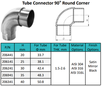 Connecteurs modernes en acier inoxydable à 90 degrés pour balustrades de balcon, coudes de jonction pour tubes carrés/ronds et escaliers extérieurs