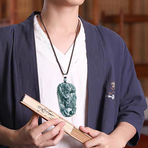 จี้หยกน้ำเงินแท้ธรรมชาติรูปมังกร ดีไซน์โดดเด่นมีสไตล์ หยกเกรดน้ำแข็งขนาดใหญ่ จี้มังกรตามราศีสำหรับผู้ชาย - Product Image 1