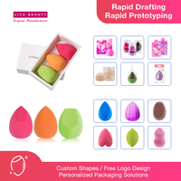 Set Spons Kecantikan 3pcs Laris Manis Bebas Lateks dengan Kemasan Label Pribadi Dapat Disesuaikan