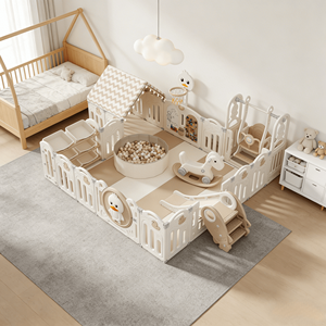 Parc de jeu pour bébé sécurisé et adapté à la croissance, design moderne mignon et confortable, pliable facilement, espace de jeu tout-en-un pour chambre à coucher, mobilier pour enfants - Product Image 3