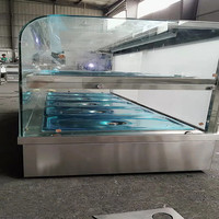Vitrine chauffante de table à 2 niveaux BMS-5G-10pans, verre incurvé, avec porte coulissante arrière, présentoir pour aliments cuisinés