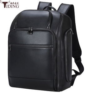 Tiding Business <b>Backpack</b> 17-Inch Laptop <b>Large</b> Capacity Genuine Leather Men's Travel <b>Backpack</b> - Product Image 1