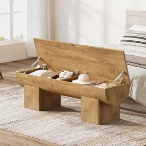 <span class=keywords><strong>Banc</strong></span> <span class=keywords><strong>de</strong></span> rangement en bois naturel Tribesigns, 55 pouces, avec charnières <span class=keywords><strong>de</strong></span> sécurité à rabat, capacité <span class=keywords><strong>de</strong></span> 350 lb, <span class=keywords><strong>banc</strong></span> <span class=keywords><strong>de</strong></span> bout <span class=keywords><strong>de</strong></span> lit, style farmhouse - Product Image 2