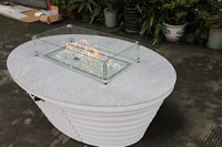 Table de foyer ovale pour l'extérieur avec brûleur en acier inoxydable 50,000 BTU certifié GAR, verre pare-feu et pare-vent gratuits