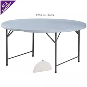 Best Selling <b>Furniture</b> White Dinning Portable Plastic Folding Folded Round Wedding Table for Banquet - Product Image 1