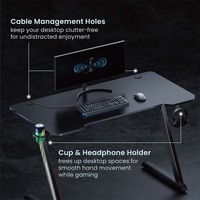 Bureau de jeu ergonomique GMD02E-1 de haute qualité, vente en gros, bureau d'ordinateur PC de jeu pas cher avec pieds en Z rouges, table de jeu noire