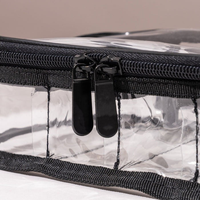 Pochette de rangement pour maquillage vintage transparente personnalisée avec fermeture à glissière, sacs de toilette de voyage et compartiments, étui cosmétique en PVC