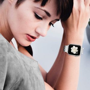 HuaMJ Manchette <span class=keywords><strong>Bracelet</strong></span> <span class=keywords><strong>Bracelet</strong></span> Bling strass <span class=keywords><strong>Bracelet</strong></span> Femmes Glacé Bracelets De Montre En Métal avec Charmes Pour <span class=keywords><strong>Apple</strong></span> <span class=keywords><strong>watch</strong></span> - Product Image 5