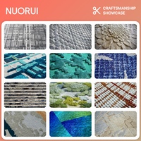Alfombra de Forma Irregular, Geométrica, con Diseño de Patchwork, Hecha a Mano, de Pelo Alto y Bajo, Abstracta, de Lana de Nueva Zelanda y Fibra de Bambú