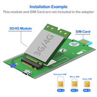 Adaptador M.2 NGFF B-Key WWAN a Micro USB 2.0 con Ranura SIM, Antenas Duales 3G/4G, Carcasa Metálica para Laptops/PCs Industriales