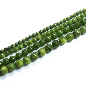 Natural Canada Jaspers Green Jades Round Stone Beads For Jewelry Making DIY Bracelet Necklace 4/6/8/10mm