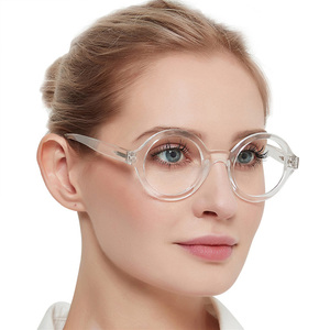Gafas <span class=keywords><strong>de</strong></span> PC Redondas Vintage con Diseño Floral, Montura Óptica Retro con Patrón Floral Rojo para Mujer - Product Image 6