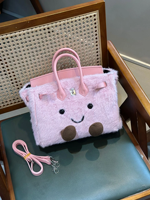 Sac à poupée style Jllycatlm au design original - Sac fourre-tout décontracté en microfibre synthétique style platine avec fermeture en peluche - Adorable