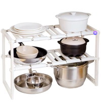 Étagère de cuisine rétractable à 2 niveaux en acier inoxydable Cedar Space, support de rangement multifonctionnel pour casseroles et éviers