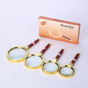 Handheld Magnifier 90Mm Gold Plated Handle Reading Mirror For Elderly Ophthalmology Use - Product Image 1