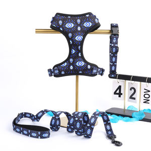 Logotipo personalizado mal de ojo Arnés para perros Impreso Diseñador Arnés para mascotas Personalizado mal de ojo Collares para mascotas Correa Accesorios para mascotas personalizados - Product Image 1