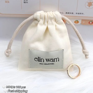 OEM Hotsale Cotton Linen <b>Drawstring</b> <b>Bag</b> <b>Makeup</b> Brush Earphone Perfume Storage Cotton Sachet with Custom Logo Printed - Product Image 2