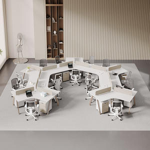 Bureau de travail modulaire à 120 degrés, extensible, table d'<span class=keywords><strong>ordinateur</strong></span> en nid d'abeille pour 3 à 6 personnes avec <span class=keywords><strong>armoire</strong></span> - Product Image 1