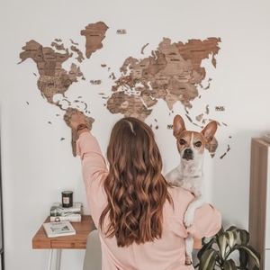 Gran 3D mapa <span class=keywords><strong>del</strong></span> <span class=keywords><strong>mundo</strong></span> de madera arte pintado a mano decoración colgante de pared para cualquier ocasión o regalo Idea pared - Product Image 1