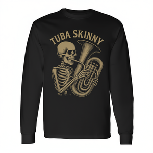 Camiseta de manga larga Tuba Skinny Skeleton con diseño de banda musical negra - Product Image 2