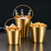 Seau à glace FLEY en acier inoxydable 304, durable, pour popcorn, frites, poulet et diverses collations, idéal pour la cuisine et le bar