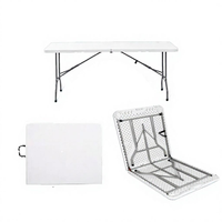 Table pliante rectangulaire d'extérieur en plastique JINXING, style moderne et minimaliste, 1,8 m, avec sièges pliants en plastique assortis en option, modèle JX-ZZ02