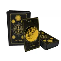 Conception de Logo Personnalisé Impression Carte de Tarot Feuille d'Or Papier Noir Grand Pont Oracle Carte de Tarot cartes d'oracle avec guide