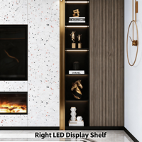 Mueble de TV Moderno de Lujo en Madera con Estantes con Pantalla LED y Chimenea Eléctrica, Consola Multimedia para Sala de Estar, Dormitorio y Hospital