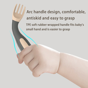 Dễ Dàng Để Làm Sạch Trẻ Mới Biết Đi Giai Đoạn Đầu Tiên Học Tập Trẻ Em Spoon Bé Ăn Công Cụ Cấp Thực Phẩm Silicone Spoon Fork Set - Product Image 2